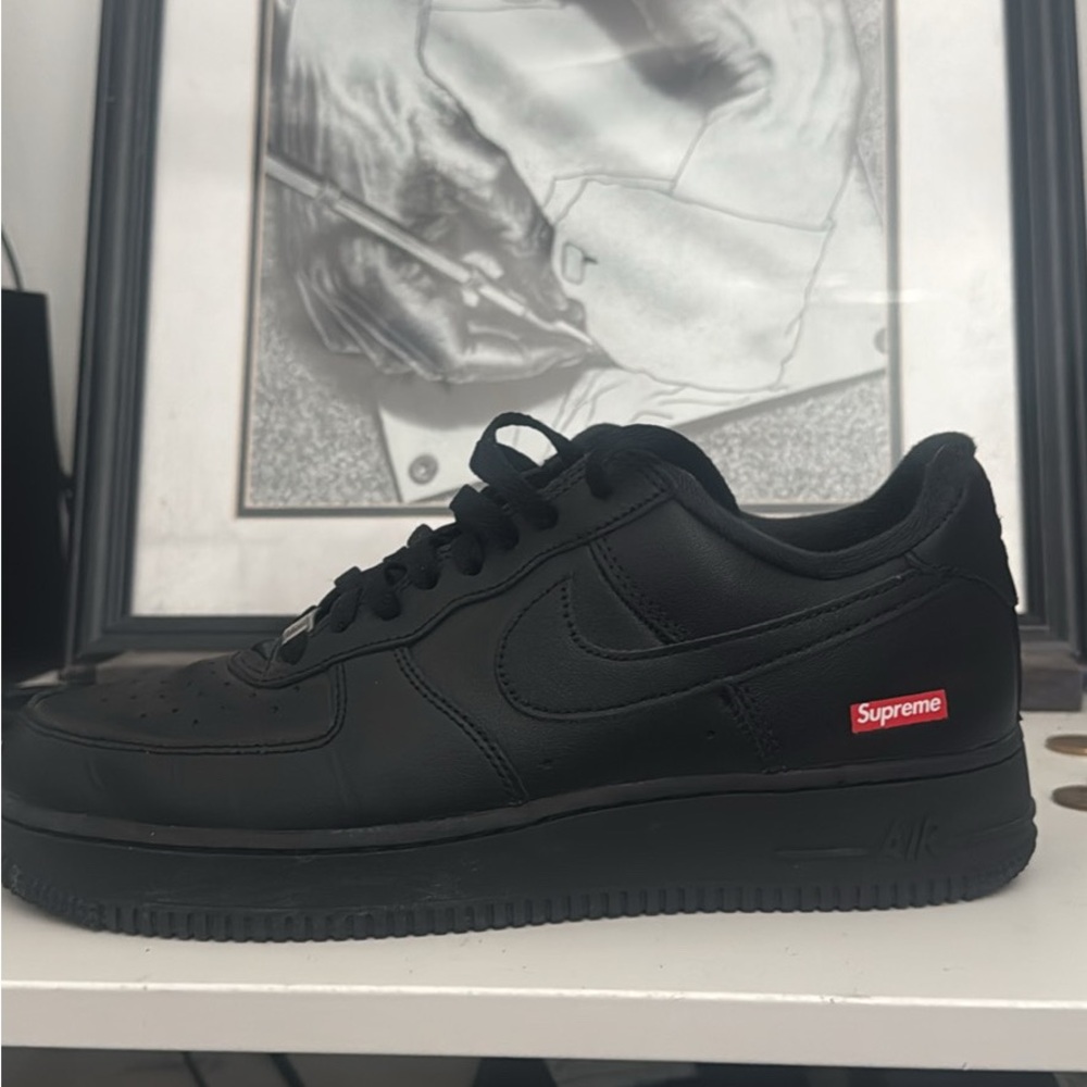 Supreme Black Sneakers with Red Logo